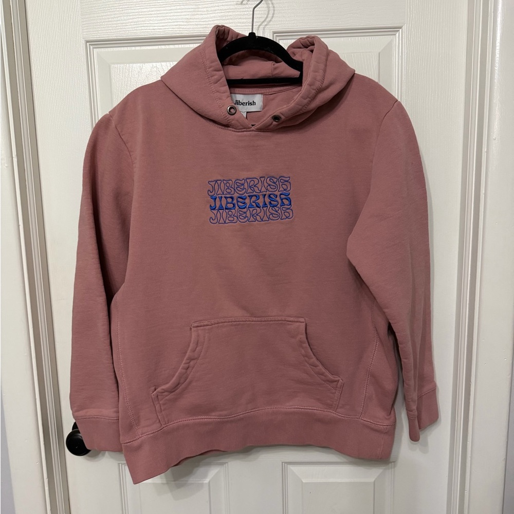 JIBERISH embroidered hoodie pink blue size‎ large